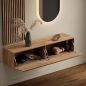 Preview: Flurgarderobe 100 cm mit Wandpaneele und Spiegel mit LED-Beleuchtung gold eiche