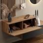 Preview: Flurgarderobe 2x 160 cm mit Wandpaneele und Spiegel mit LED-Beleuchtung gold eiche / schwarz charcoal - gold eiche