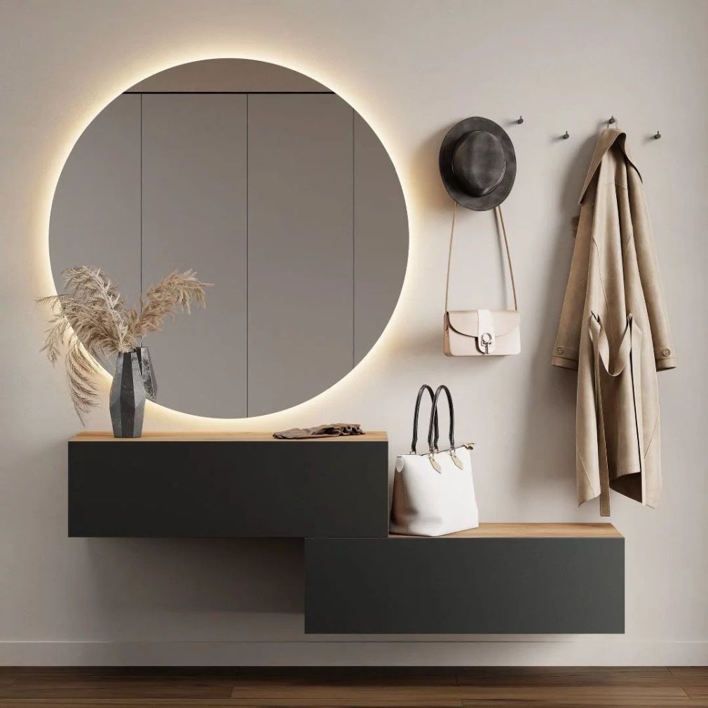 Flur Möbel Garderobe 2x Hängeschrank gold eiche / anthrazit