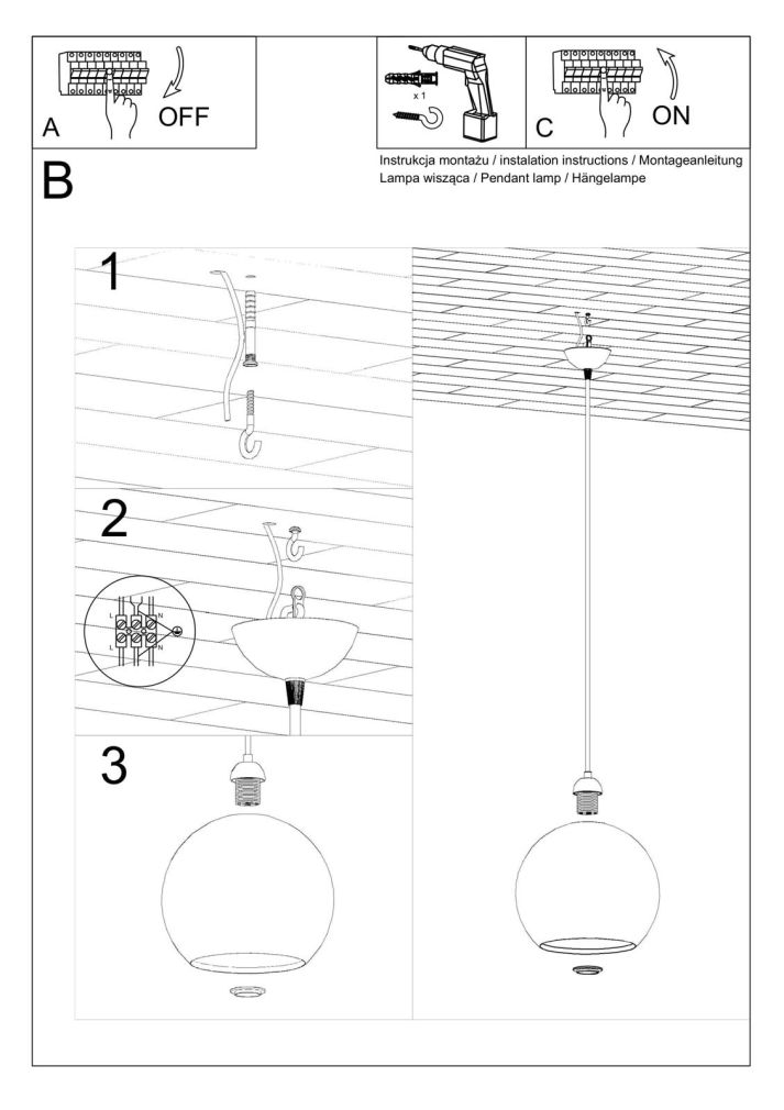Hängeleuchte BALL Technische Zeichnung