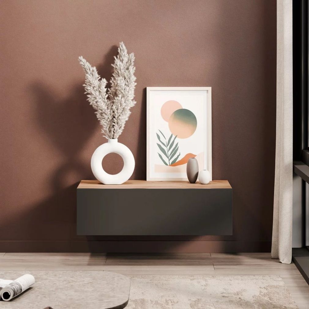 TV Board WEST Gold Eiche / Anthrazit 100 cm (weitere Größen verfügbar)