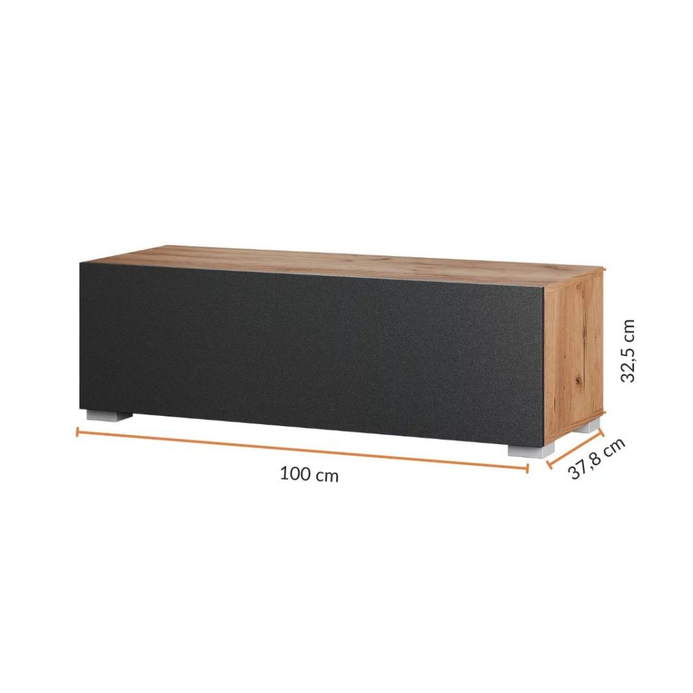 TV Board WEST Gold Eiche / Anthrazit 100 cm (weitere Größen verfügbar)