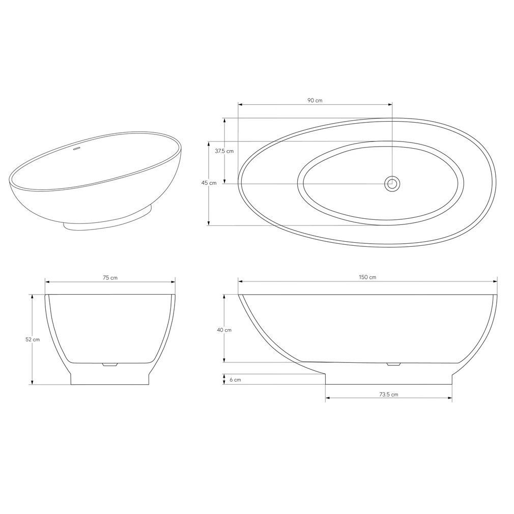 Freistehende Badewanne Zeichnung