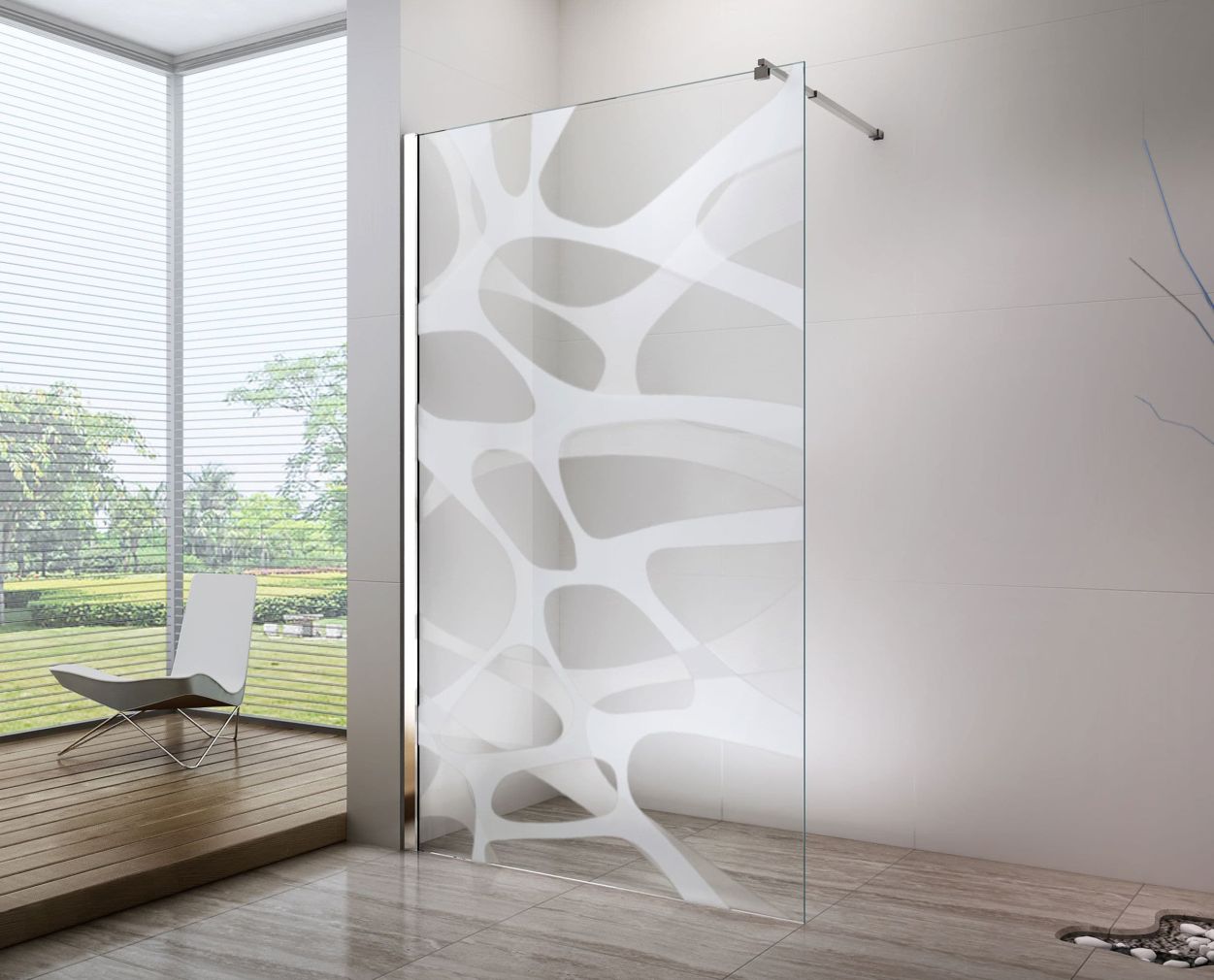 Duschabtrennung Walk-In Nano Milchglas-Muster Wave Duschabtrennung Walk-In Nano Milchglas-Muster Wave