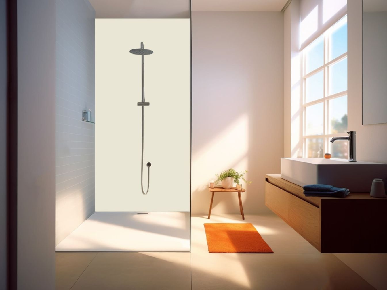 Duschrückwand Beige