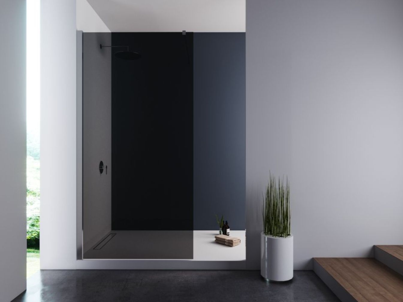 Duschabtrennung Walk-In Nano Graues Glas