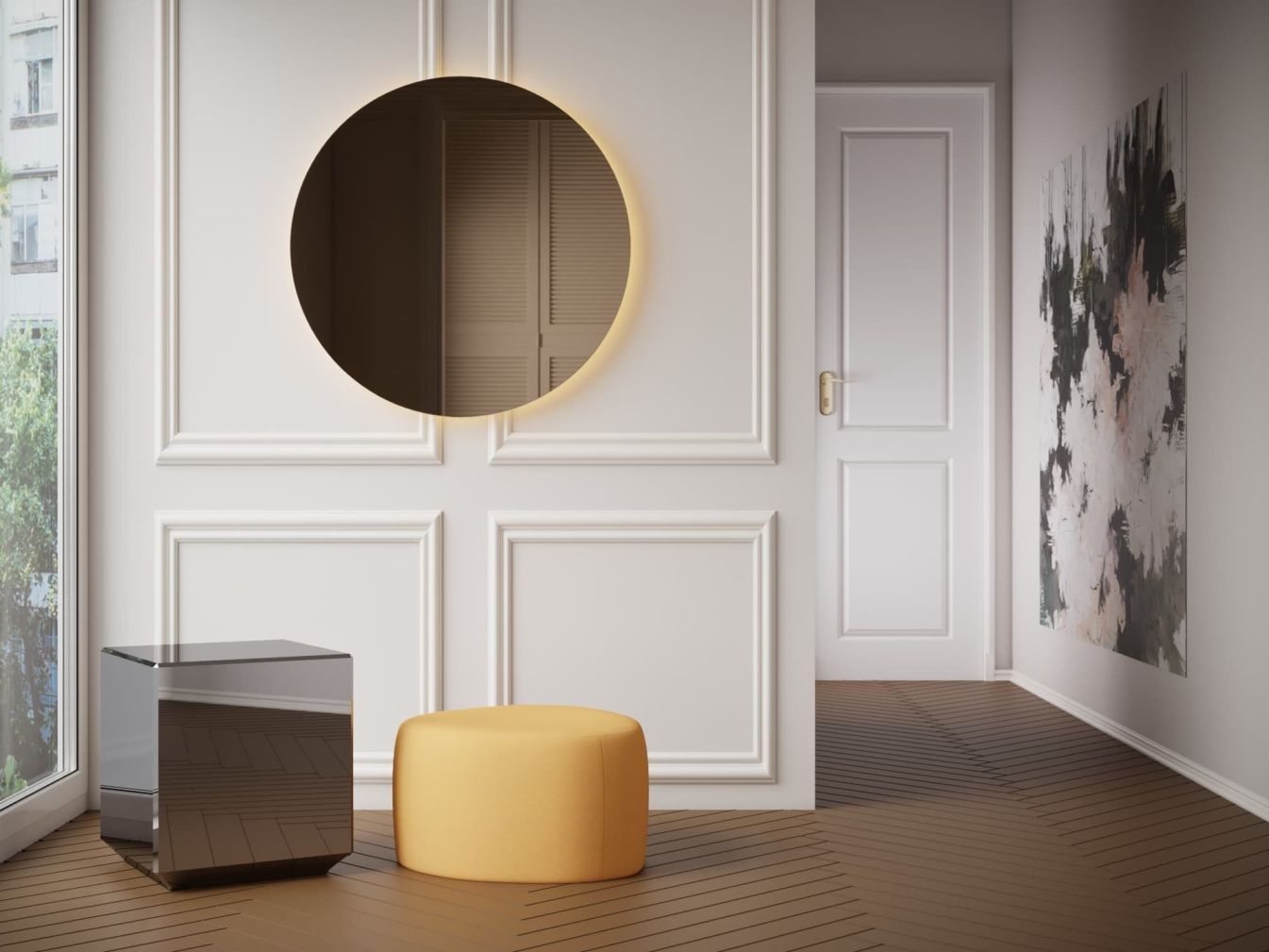Wandspiegel MOON - Bronze mit Hintergrund Beleuchtung WW