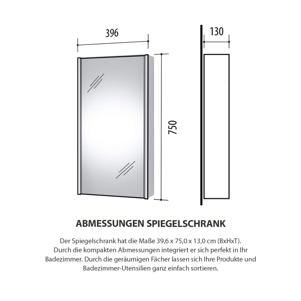 Spiegelschrank 40cm (Grau matt)