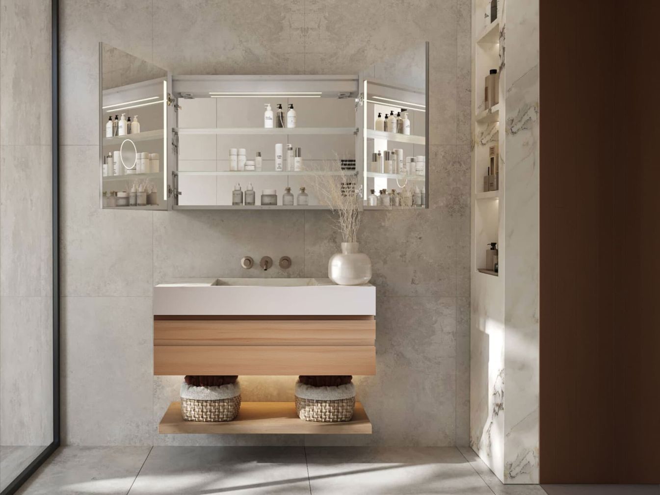 Badezimmerspiegelschrank aus Aluminium Joetem