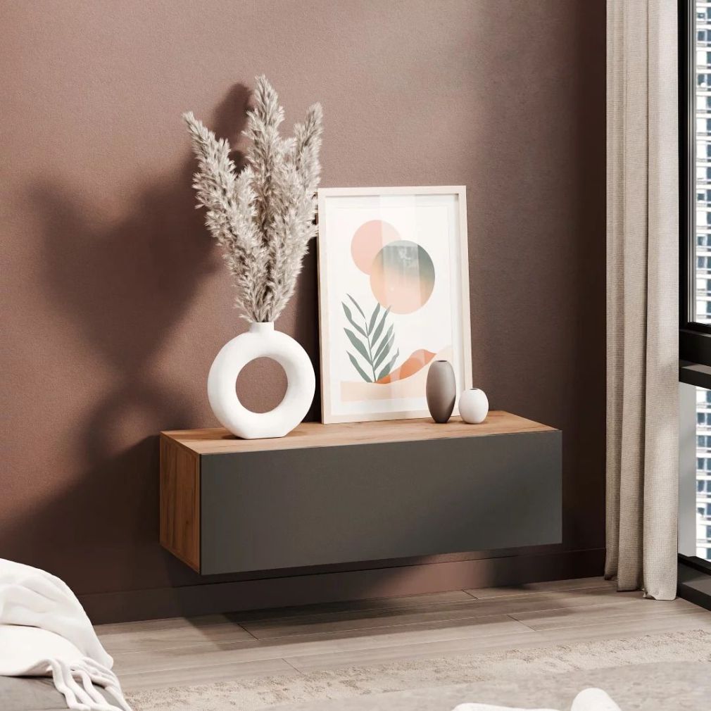 TV Board WEST Gold Eiche / Anthrazit 100 cm (weitere Größen verfügbar)