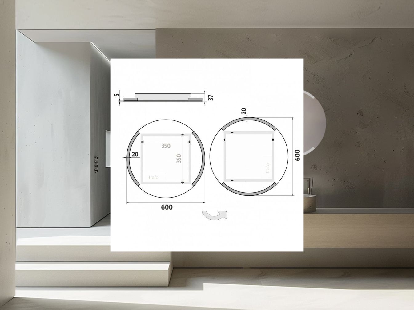 Runder LED-Spiegel SKYLINE mit LED Beleuchtung