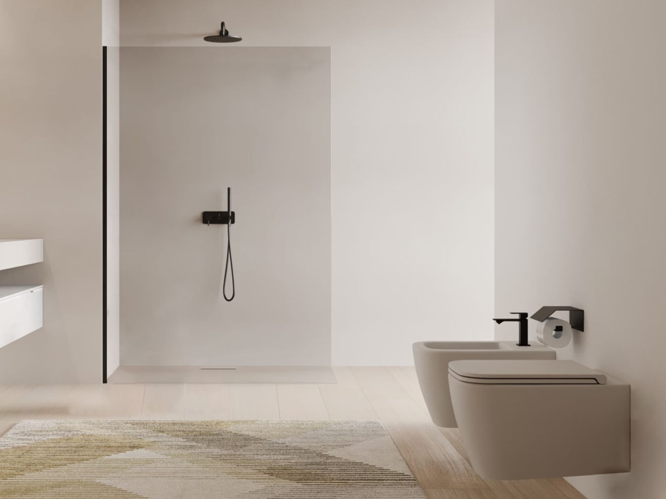 Duschwand - Dusche - 10 mm ESG Glas - Klarglas schwarze Halterung