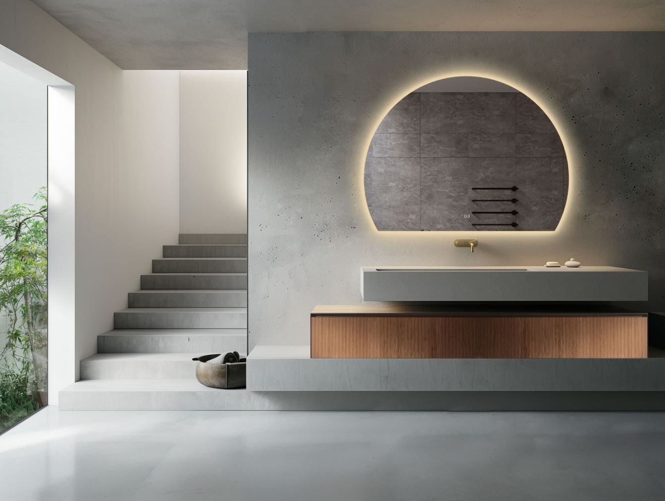 Halbrunder LED-Spiegel Premium
