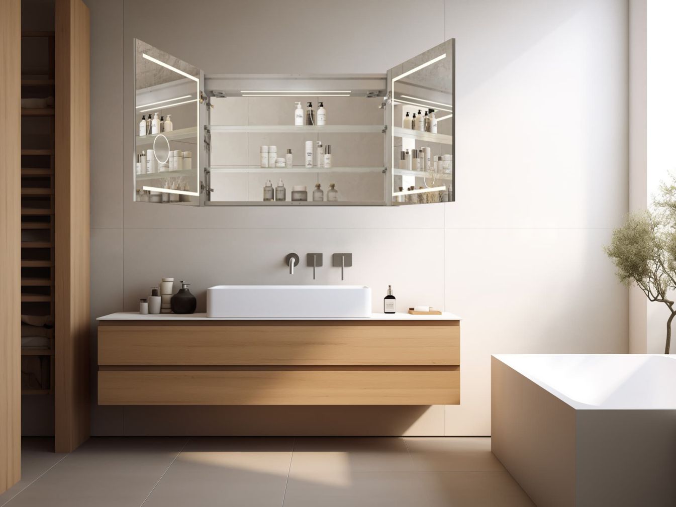 Badezimmerspiegelschrank aus Aluminium AURORA
