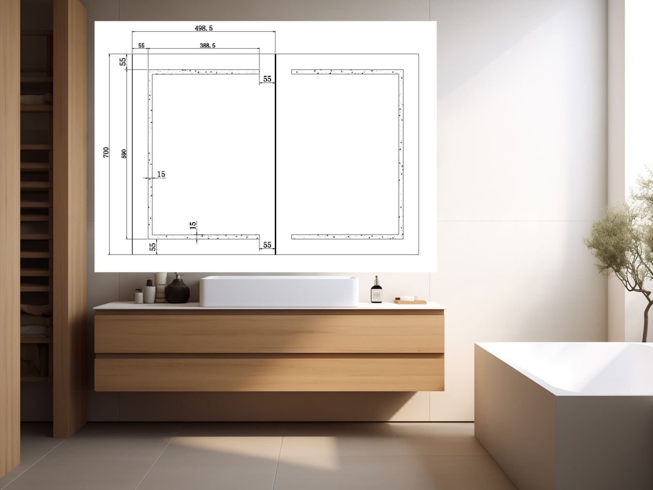 Badezimmerspiegelschrank aus Aluminium AURORA