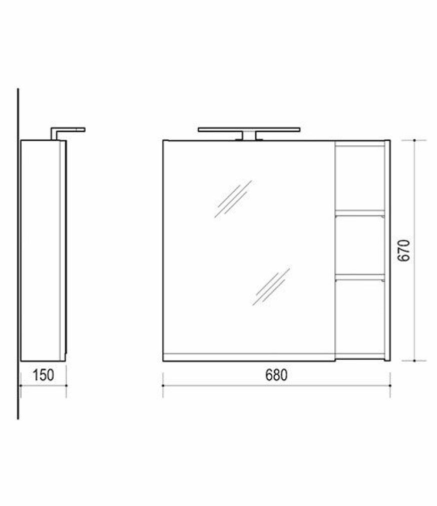 Spiegelschrank 70cm (Weiß)
