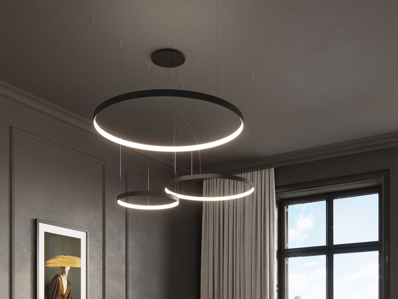 Kronleuchter RIO 110 schwarz 3000K