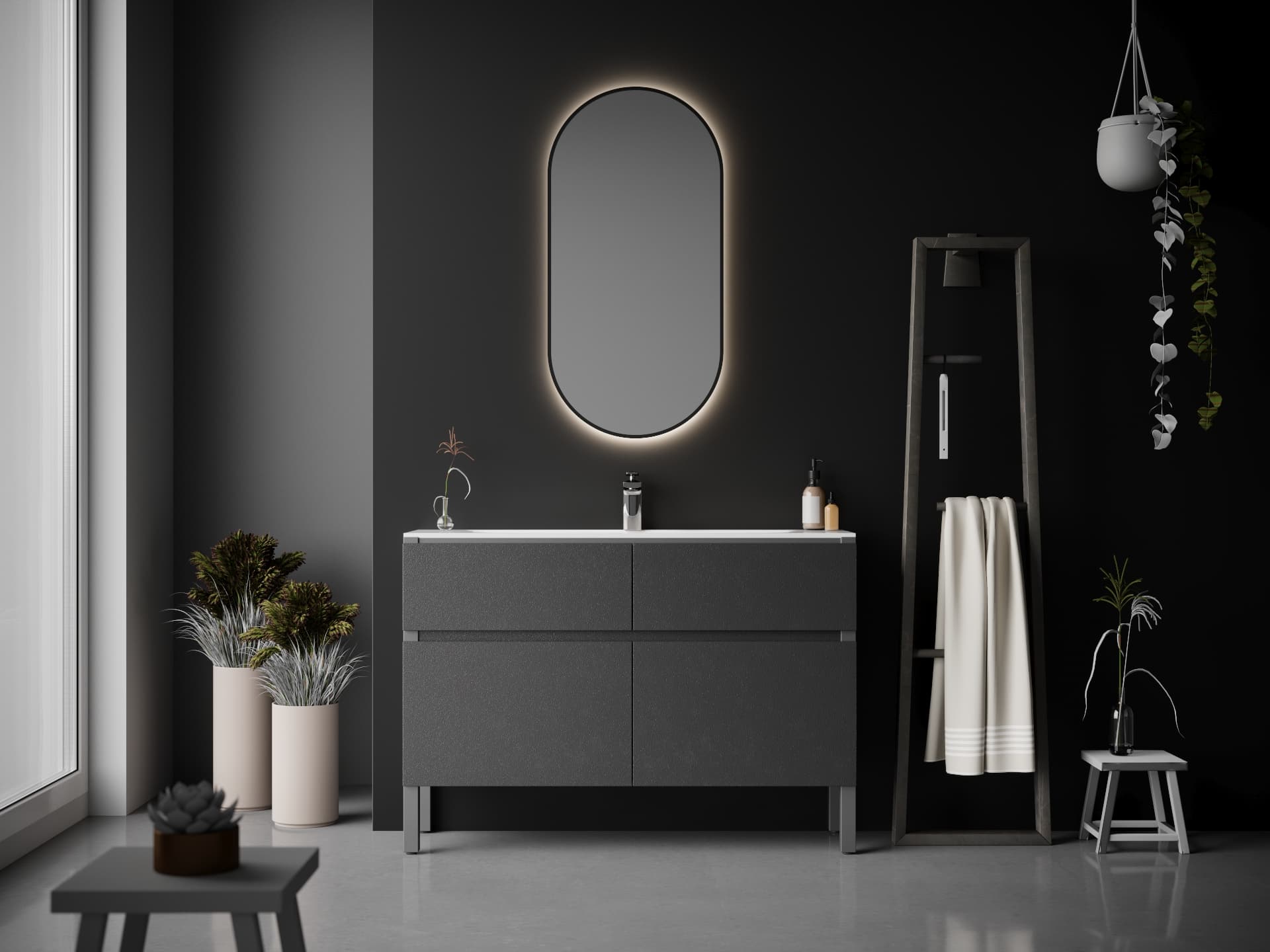 Rahmen Schwarz it LED